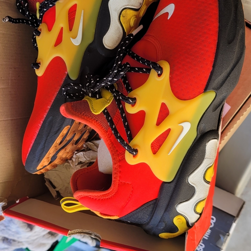 Nike Red Yellow Athletic Shoes with Flame Design